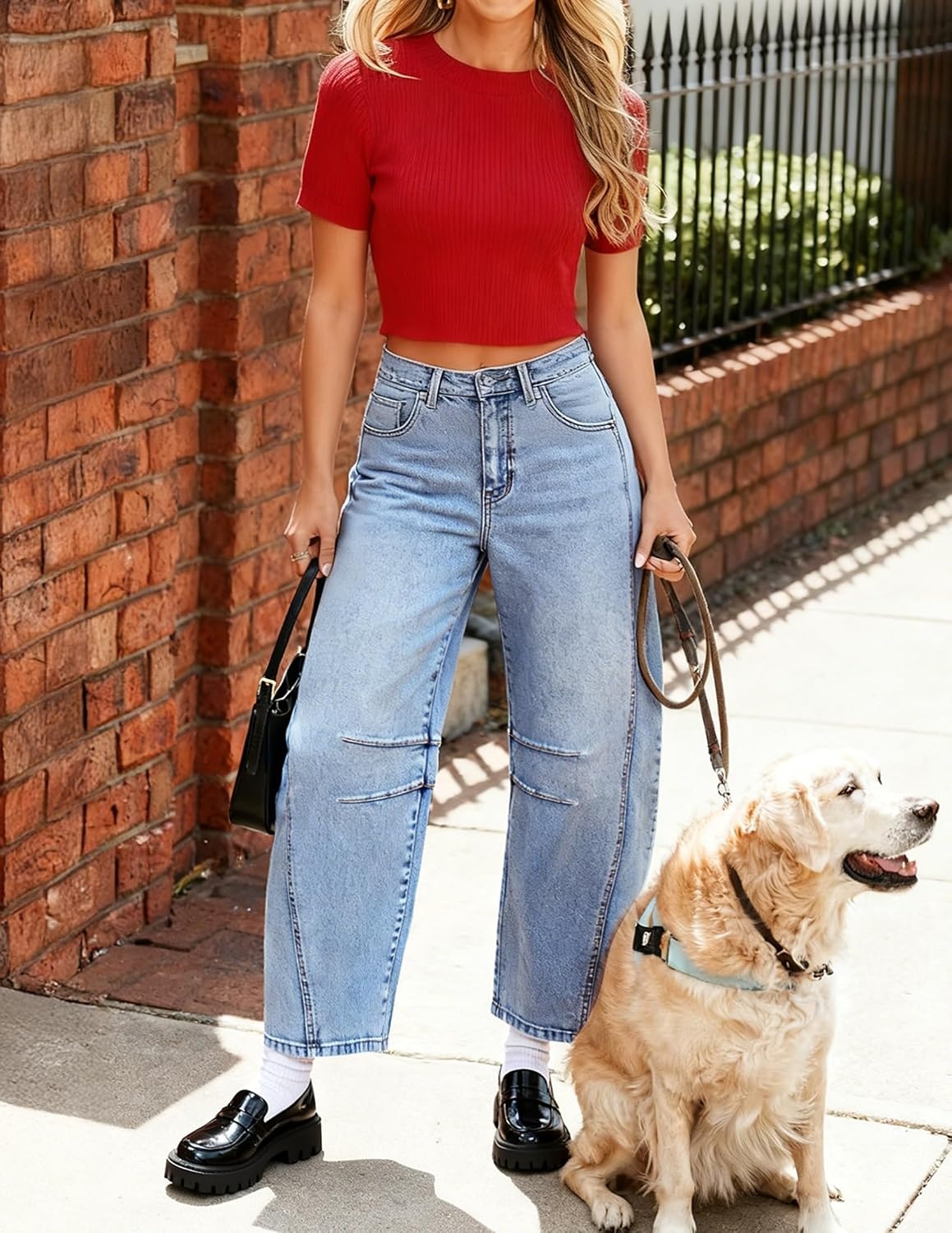 image:imageZESICA 2026 Barrel Jeans for Women Trendy Wide Leg PantsLight Blue