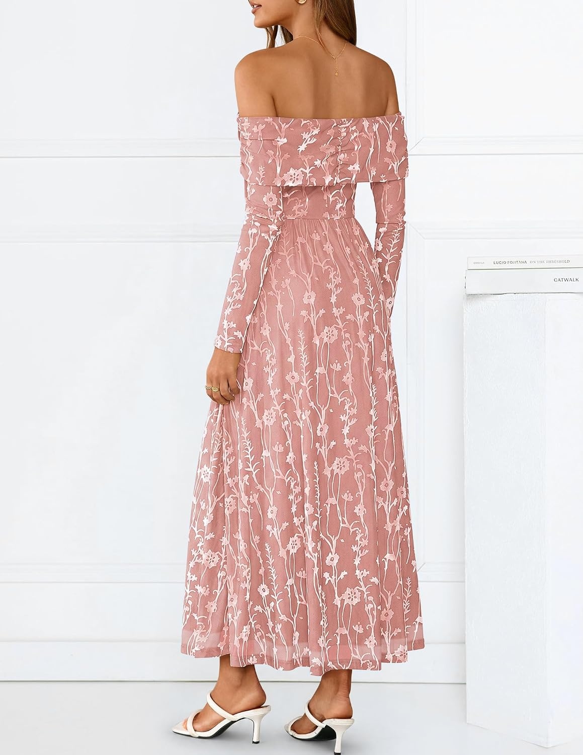 image:imageZESICA Womens 2026 Fall Floral Wedding Guest Off the Shoulder Maxi DressesPink