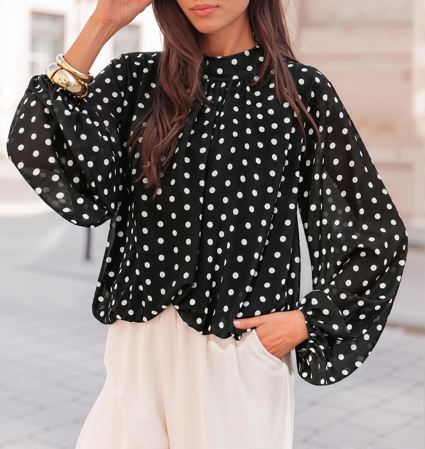 image:imageZESICA Womens Dressy Casual Blouses Fall Long Sleeve Chiffon TopsBlack