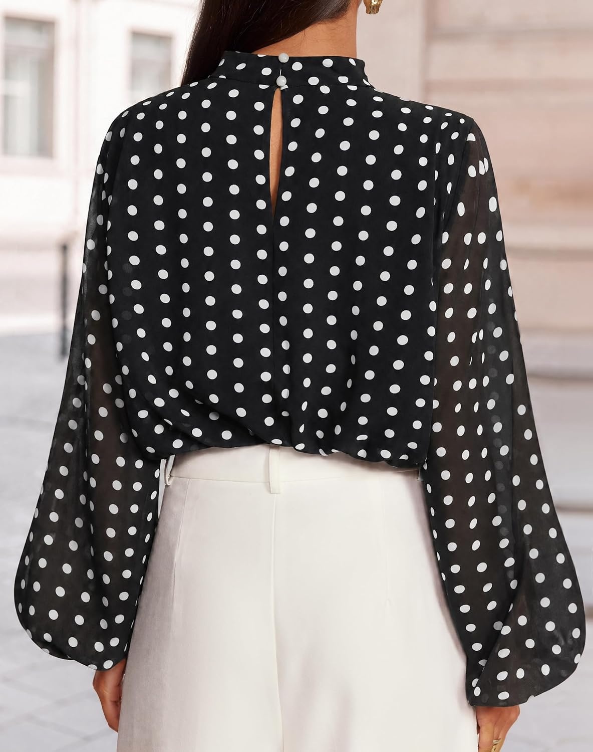 image:imageZESICA Womens Dressy Casual Blouses Fall Long Sleeve Chiffon TopsBlack