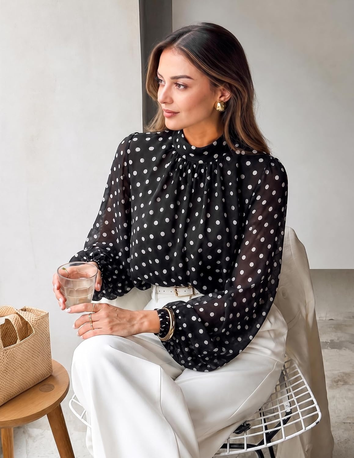 image:imageZESICA Womens Dressy Casual Blouses Fall Long Sleeve Chiffon TopsBlack