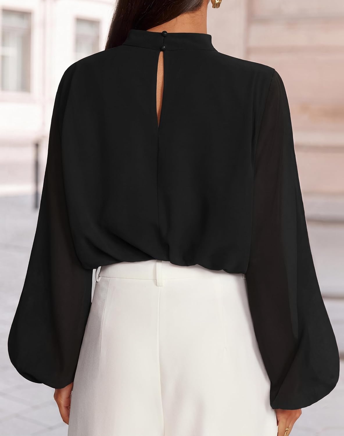 image:imageZESICA Womens Dressy Casual Blouses Fall Long Sleeve Chiffon TopsDim