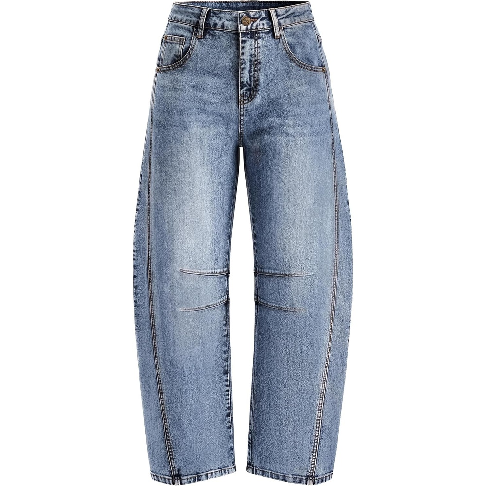 image:imageZESICA 2026 Barrel Jeans for Women Trendy Wide Leg PantsBlue