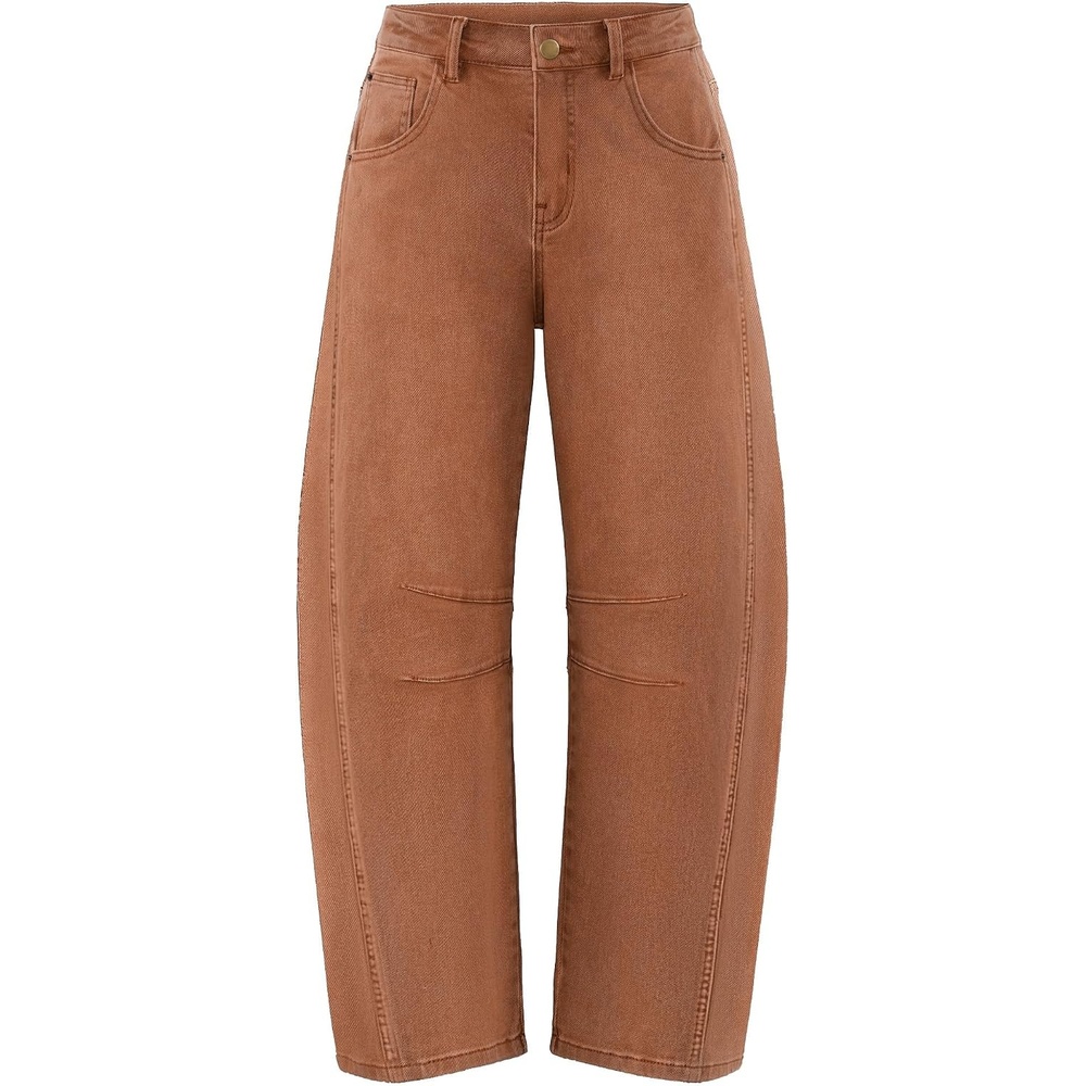 image:imageZESICA 2026 Barrel Jeans for Women Trendy Wide Leg PantsCaramel