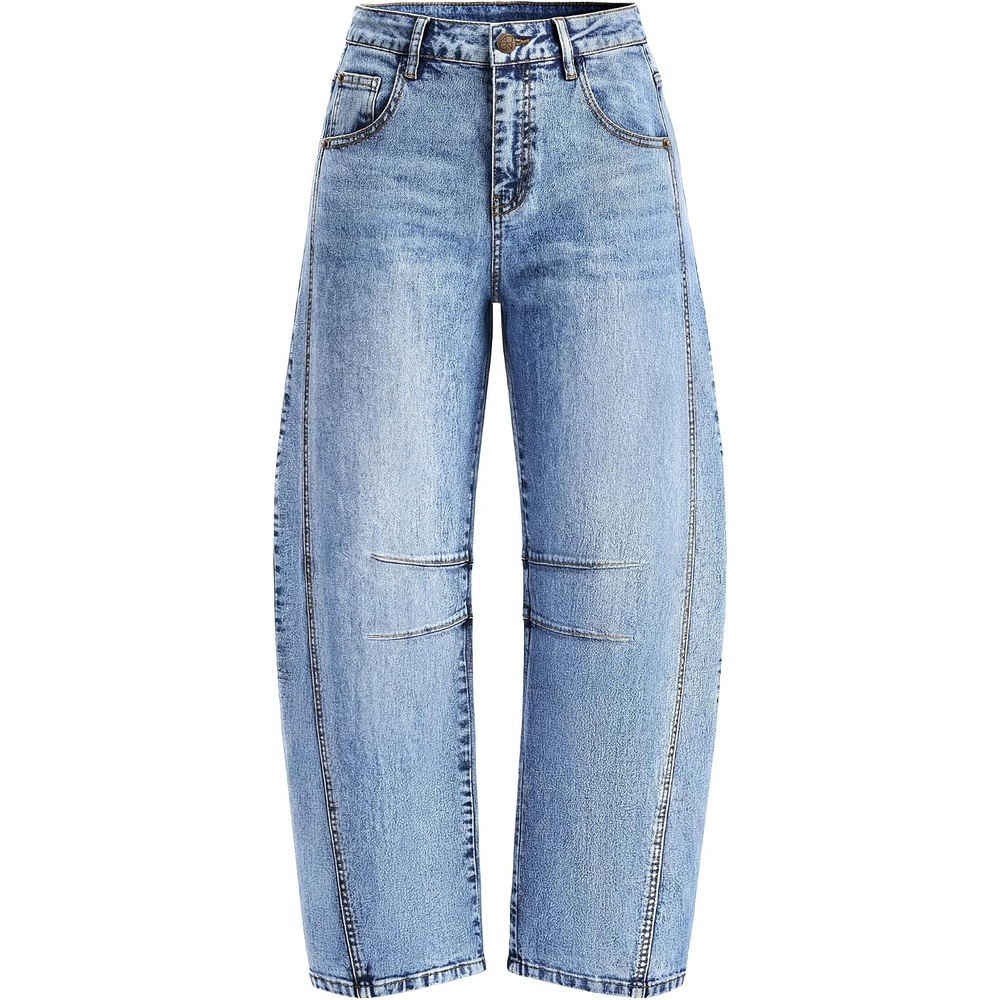 image:imageZESICA 2026 Barrel Jeans for Women Trendy Wide Leg PantsLight Blue