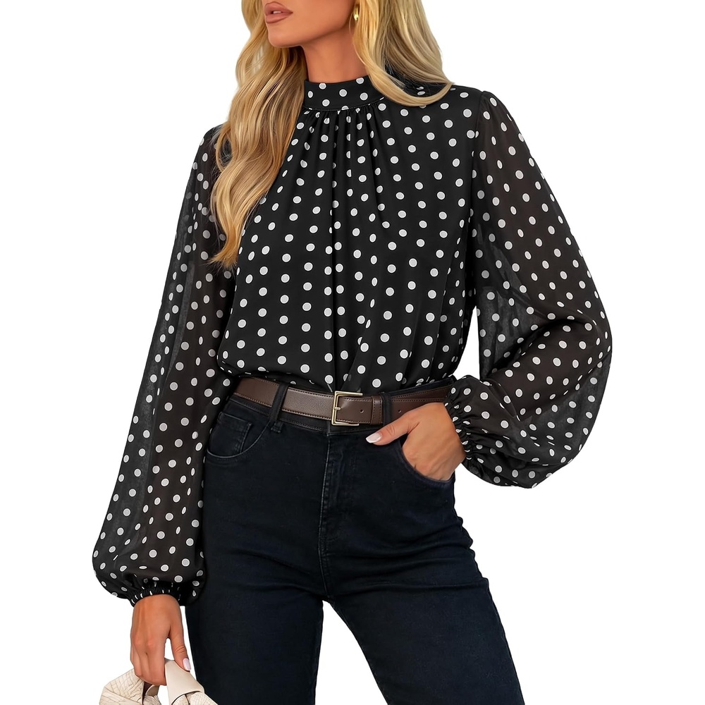 image:imageZESICA Womens Dressy Casual Blouses Fall Long Sleeve Chiffon TopsBlack