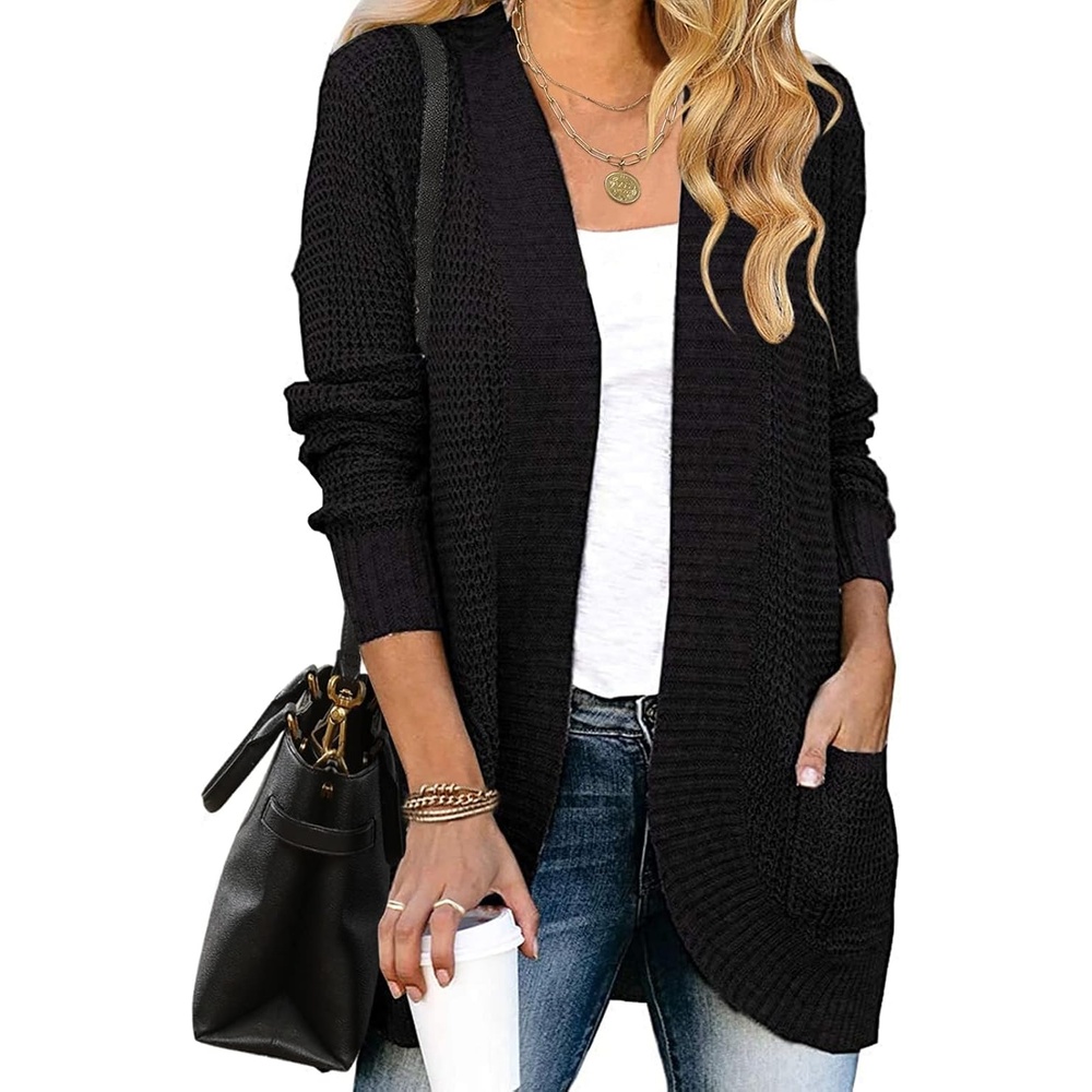 image:imageZESICA Womens Fall Fashion Open Front Cardigan SweatersBlack