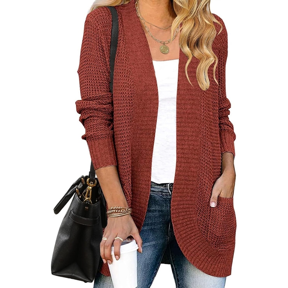 image:imageZESICA Womens Fall Fashion Open Front Cardigan SweatersRust