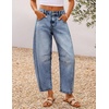 ZESICA 2026 Barrel Jeans for Women Trendy Wide Leg Pants(Blue)