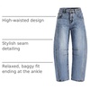 ZESICA 2026 Barrel Jeans for Women Trendy Wide Leg Pants(Blue)
