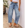 ZESICA 2026 Barrel Jeans for Women Trendy Wide Leg Pants(Blue)