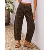 ZESICA 2026 Barrel Jeans for Women Trendy Wide Leg Pants(Browncheetah)