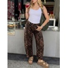 ZESICA 2026 Barrel Jeans for Women Trendy Wide Leg Pants(Brownleopard)