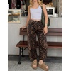 ZESICA 2026 Barrel Jeans for Women Trendy Wide Leg Pants(Brownleopard)
