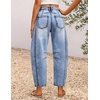 ZESICA 2026 Barrel Jeans for Women Trendy Wide Leg Pants(Light Blue)