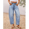 ZESICA 2026 Barrel Jeans for Women Trendy Wide Leg Pants(Light Blue)