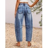 ZESICA 2026 Barrel Jeans for Women Trendy Wide Leg Pants(Mid Blue)
