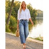 ZESICA 2026 Barrel Jeans for Women Trendy Wide Leg Pants(Mid Blue)