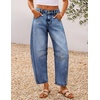 ZESICA 2026 Barrel Jeans for Women Trendy Wide Leg Pants(Mid Blue)