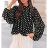 ZESICA Women‘s Dressy Casual Blouses Fall Long Sleeve Chiffon Tops(Black)