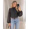 ZESICA Women‘s Dressy Casual Blouses Fall Long Sleeve Chiffon Tops(Black)
