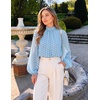 ZESICA Women‘s Dressy Casual Blouses Fall Long Sleeve Chiffon Tops(Blue)