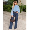 ZESICA Women‘s Dressy Casual Blouses Fall Long Sleeve Chiffon Tops(Blue)