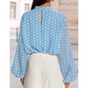 ZESICA Women‘s Dressy Casual Blouses Fall Long Sleeve Chiffon Tops(Blue)