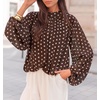 ZESICA Women‘s Dressy Casual Blouses Fall Long Sleeve Chiffon Tops(Brown)