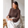 ZESICA Women‘s Dressy Casual Blouses Fall Long Sleeve Chiffon Tops(Brown)