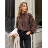 ZESICA Women‘s Dressy Casual Blouses Fall Long Sleeve Chiffon Tops(Brown)
