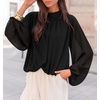 ZESICA Women‘s Dressy Casual Blouses Fall Long Sleeve Chiffon Tops(Dim)