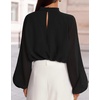ZESICA Women‘s Dressy Casual Blouses Fall Long Sleeve Chiffon Tops(Dim)