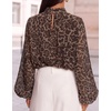 ZESICA Women‘s Dressy Casual Blouses Fall Long Sleeve Chiffon Tops(Leopard)