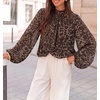 ZESICA Women‘s Dressy Casual Blouses Fall Long Sleeve Chiffon Tops(Leopard)