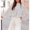 ZESICA Women‘s Dressy Casual Blouses Fall Long Sleeve Chiffon Tops(White)