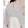 ZESICA Women‘s Dressy Casual Blouses Fall Long Sleeve Chiffon Tops(White)