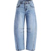 ZESICA 2026 Barrel Jeans for Women Trendy Wide Leg Pants(Light Blue)