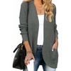 ZESICA Womens Fall Fashion Open Front Cardigan Sweaters(Darkgrey)