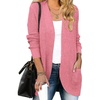 ZESICA Womens Fall Fashion Open Front Cardigan Sweaters(Darkpink)