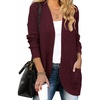 ZESICA Womens Fall Fashion Open Front Cardigan Sweaters(Wine)