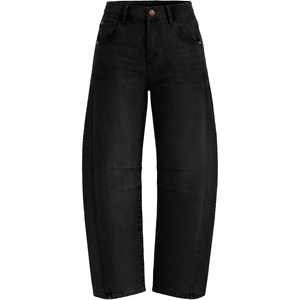 ZESICA 2026 Barrel Jeans for Women Trendy Wide Leg Pants(Black)
