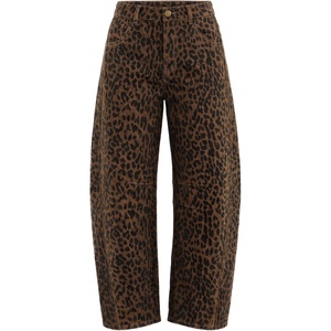 ZESICA 2026 Barrel Jeans for Women Trendy Wide Leg Pants(Browncheetah)
