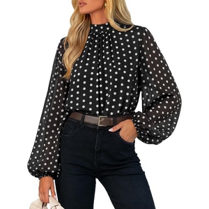 ZESICA Women‘s Dressy Casual Blouses Fall Long Sleeve Chiffon Tops(Black)