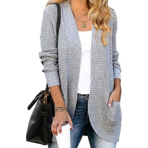 ZESICA Womens Fall Fashion Open Front Cardigan Sweaters(Grey)