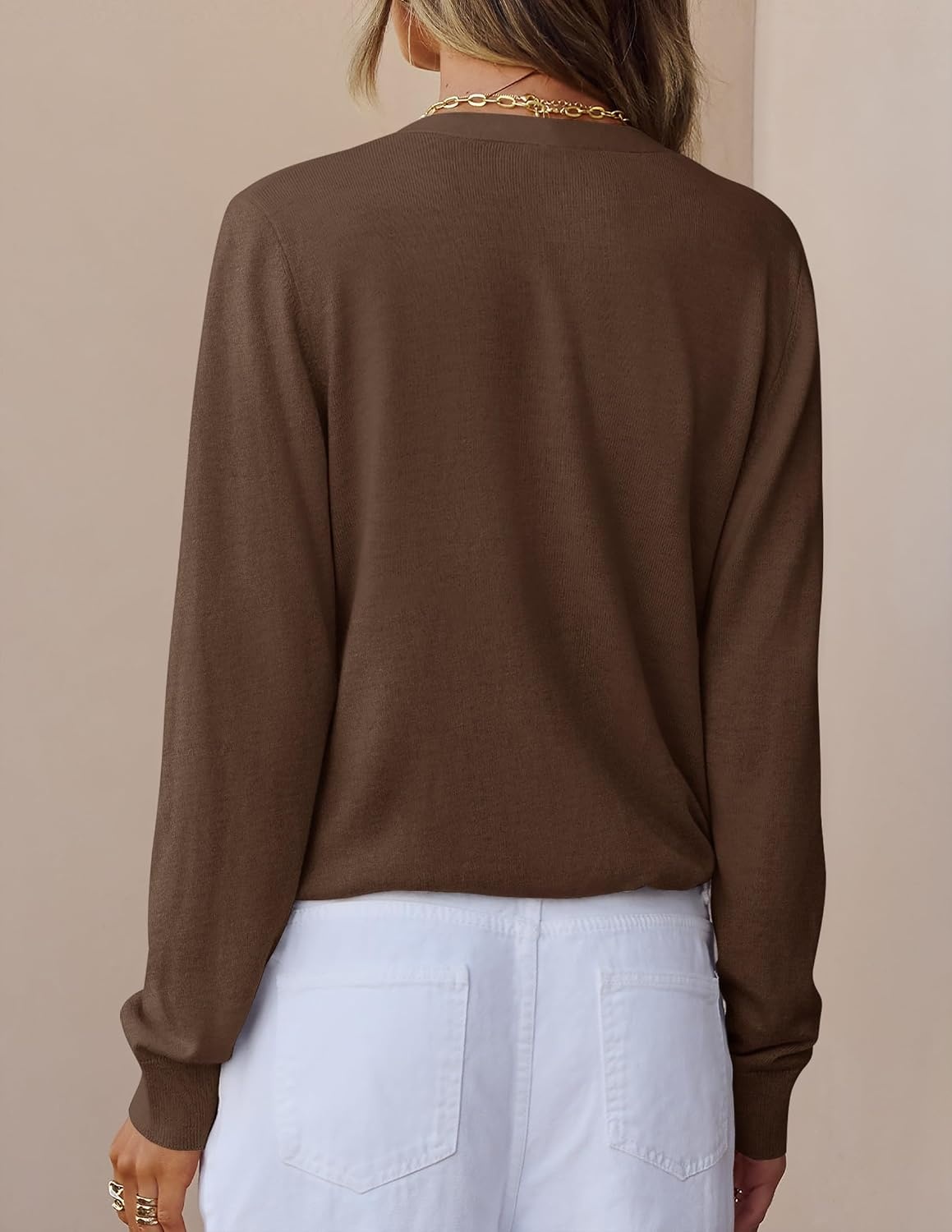 image:imageZESICA Womens Wool Blend Lightweight Cardigan Sweaters 2026 Fall OutfitsCoffee