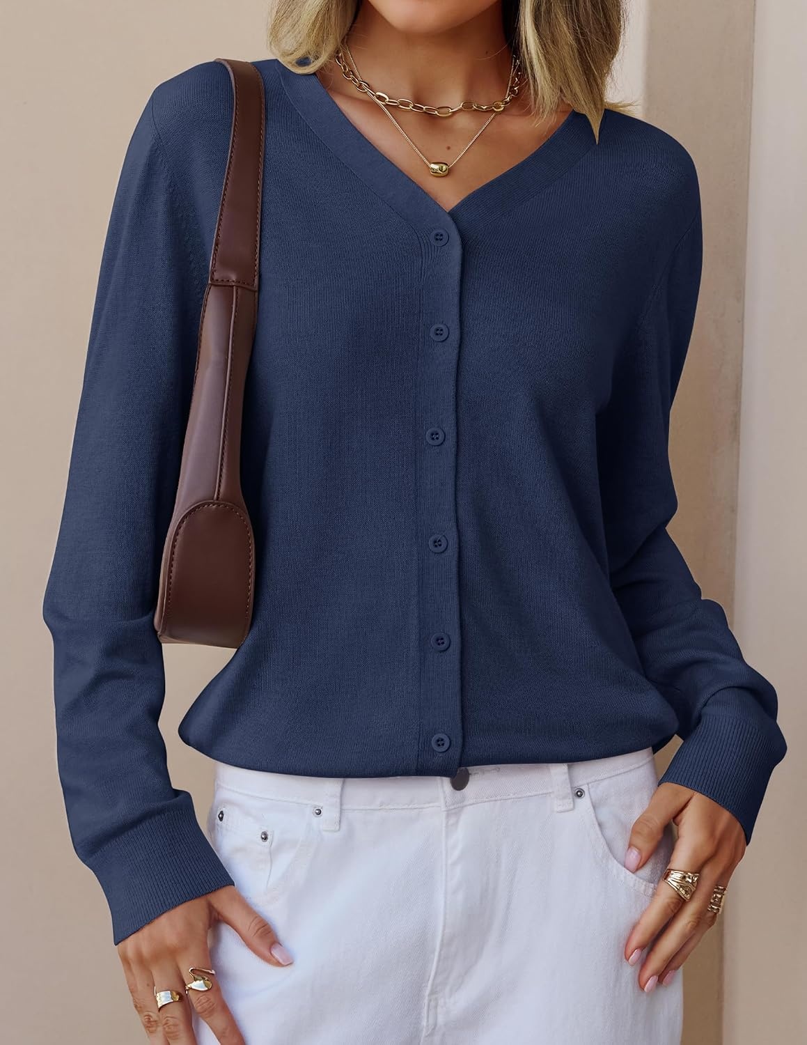 image:imageZESICA Womens Wool Blend Lightweight Cardigan Sweaters 2026 Fall OutfitsNavy