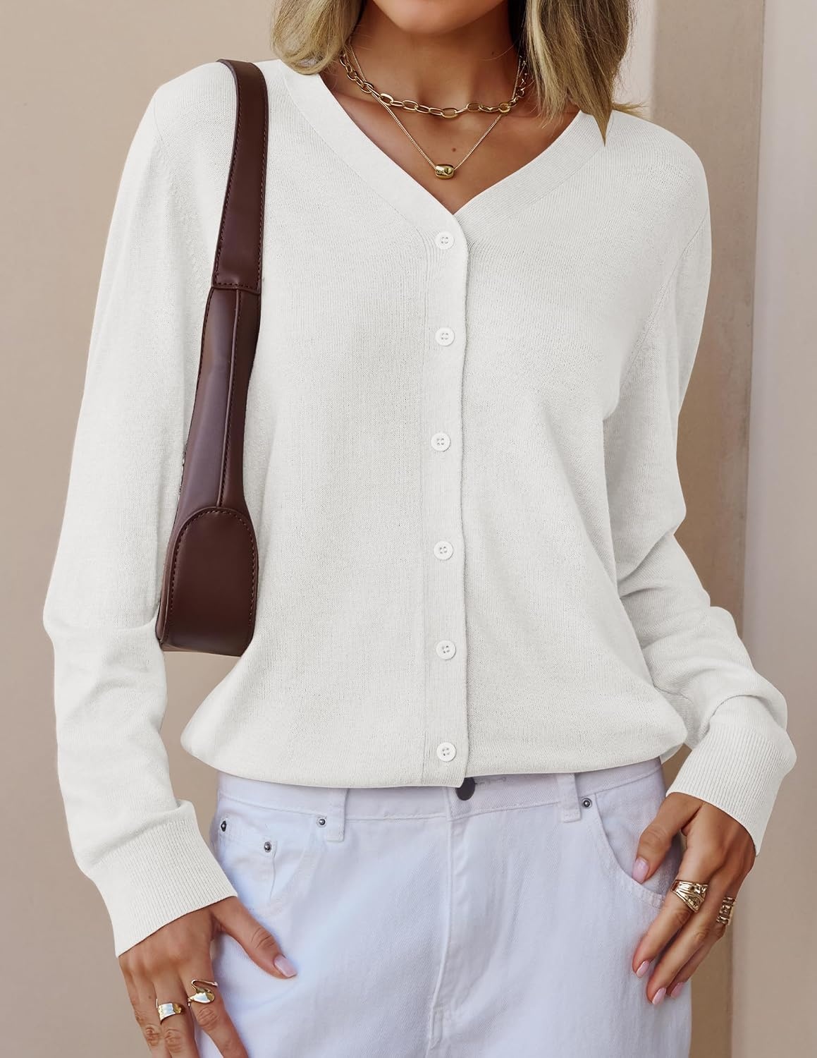 image:imageZESICA Womens Wool Blend Lightweight Cardigan Sweaters 2026 Fall OutfitsWhite