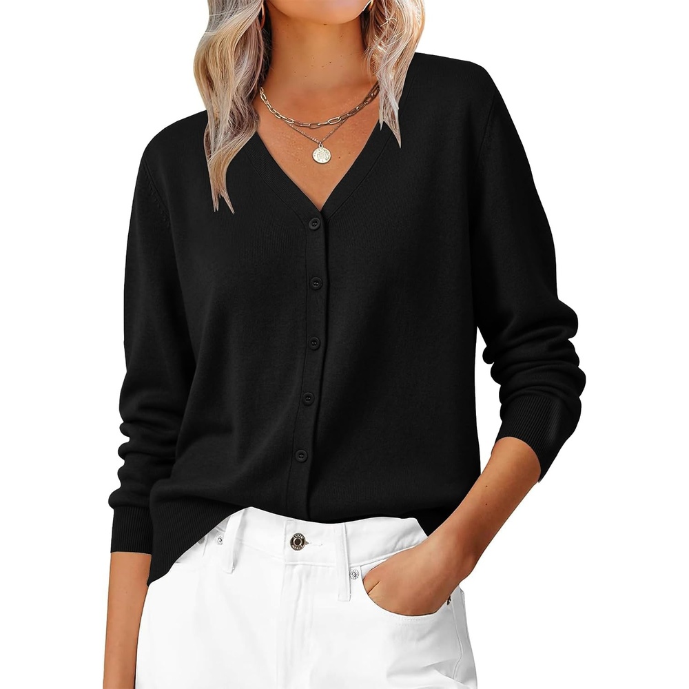 image:imageZESICA Womens Wool Blend Lightweight Cardigan Sweaters 2026 Fall OutfitsBlack