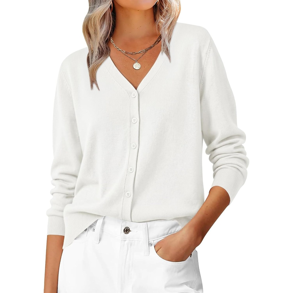 image:imageZESICA Womens Wool Blend Lightweight Cardigan Sweaters 2026 Fall OutfitsWhite